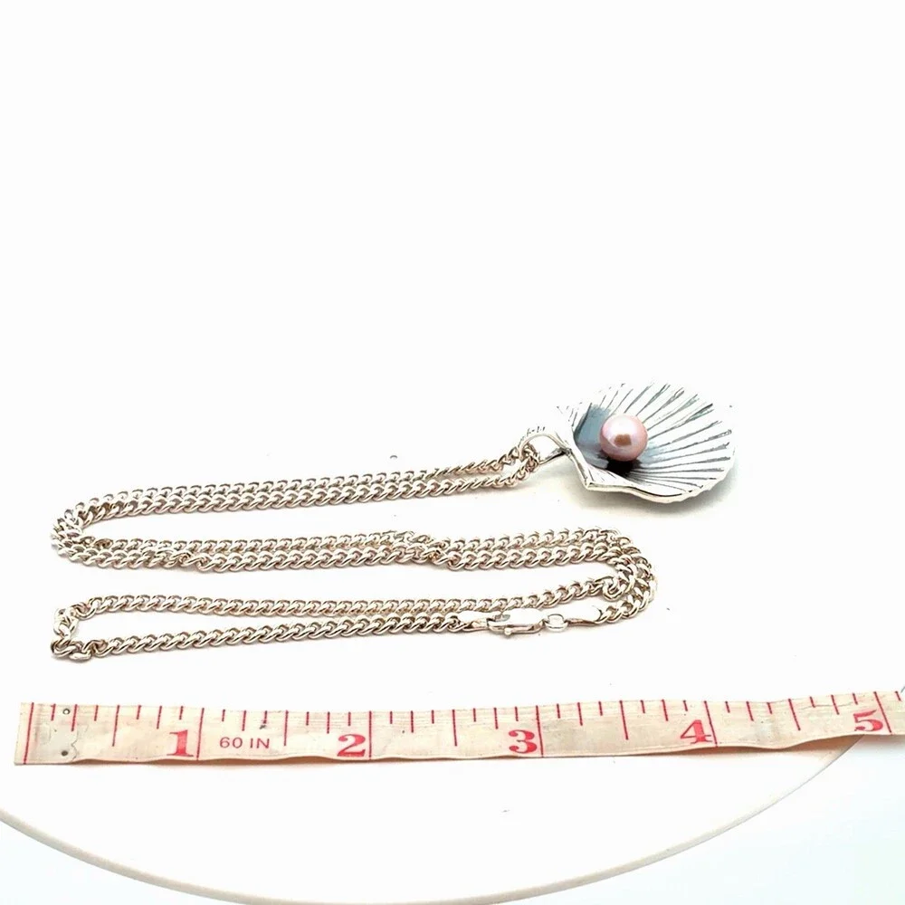 Mignon Faget Sterling Silver Pink Pearl Shell Sea Collection Pendant Necklace